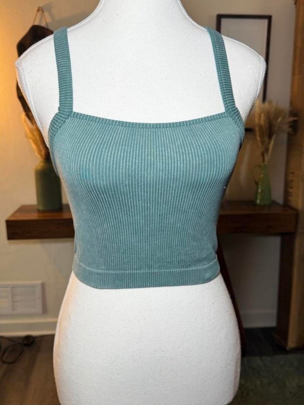 Ribbed Cropped Cami Tank Top Fitted Basic Minimalist Soft Girl Colsie S